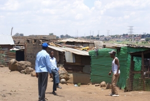 Soccer in shanty town street