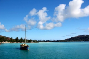 Boat in Bay Seychelles